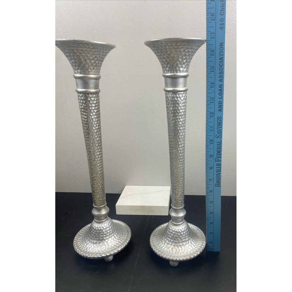Vintage Southern Living Conroy Brass Candle Holders Pillar Taper Balled Feet - Picture 6 of 6